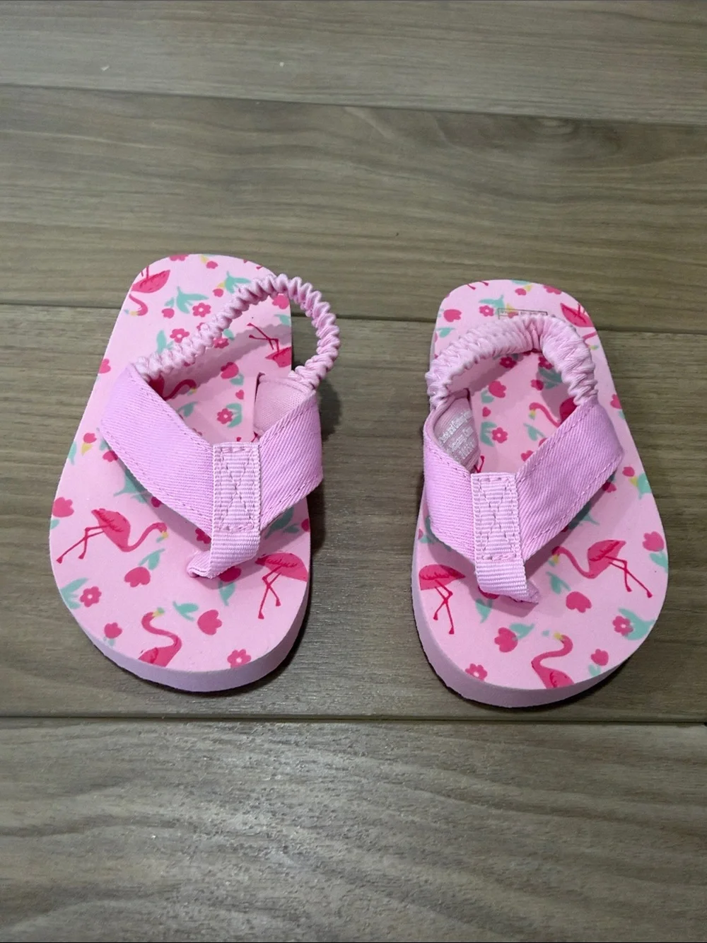 Pink Flamingo Print Toddler Flip Flops